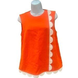 Victoria Beckham x Target Retro Sleeveless Orange Top with White Scallop Detail